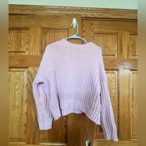 Lumiere - Cozy Chunky Knit Women's Sweater - Light Pink